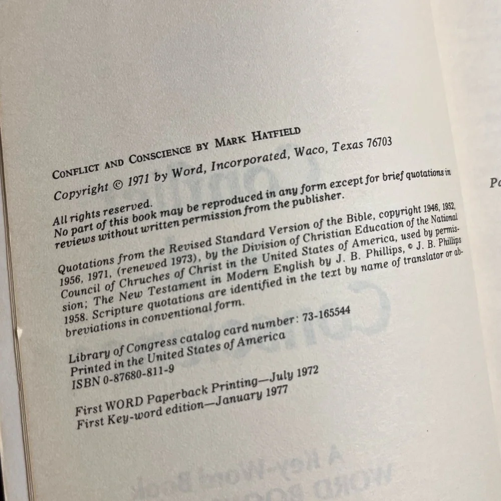 📕”Conflict and Conscience” (1971) by Mark O. Hatfield Vintage Paperback Book📕 - Picture 5 of 14